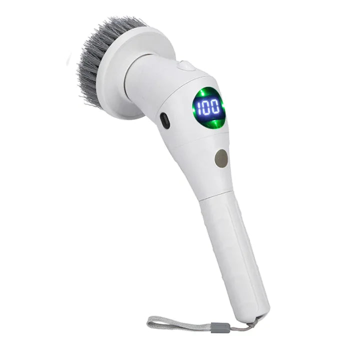 8-in-1 Electric Rotating Cleaning Brush – Waterproof, Multi-Surface Scrubber with Adjustable Night Light & Display Screen