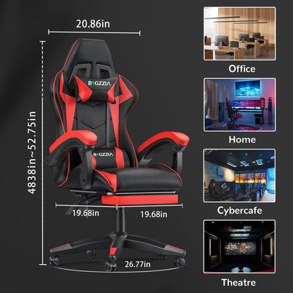 Gaming Chair Ergonomic with Lumbar Cushion Headrest and Footrest