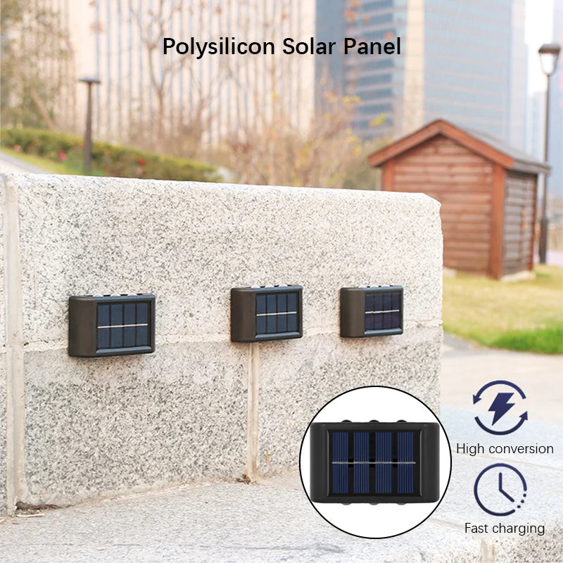 Solar LED Light, Outdoor Waterproof Wall Lamp, Dusk to Dawn Fence Lighting