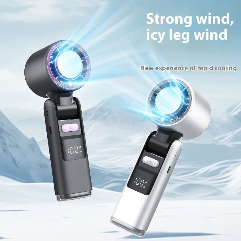 Portable Handheld Fan with Ice Cooling Cold Air | Rechargeable Mini Turbo Cooler