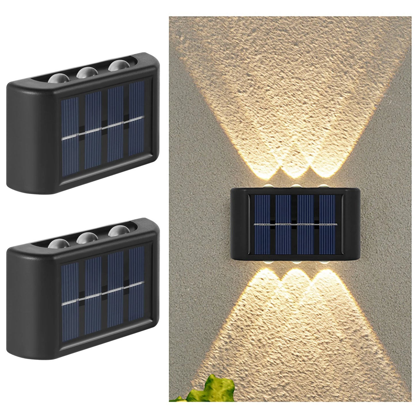 Solar LED Light, Outdoor Waterproof Wall Lamp, Dusk to Dawn Fence Lighting