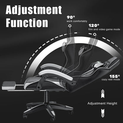 Gaming Chair Ergonomic with Lumbar Cushion Headrest and Footrest