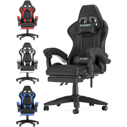 Gaming Chair Ergonomic with Lumbar Cushion Headrest and Footrest
