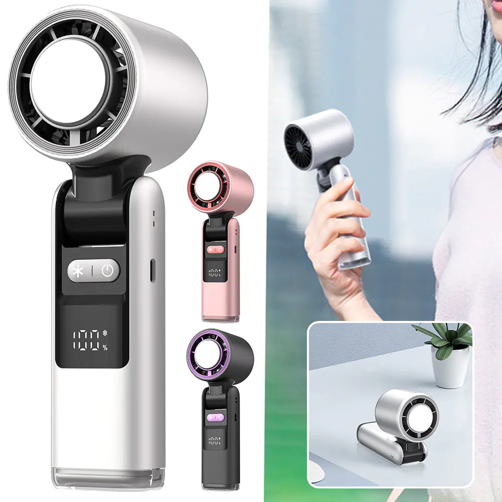 Portable Handheld Fan with Ice Cooling Cold Air | Rechargeable Mini Turbo Cooler