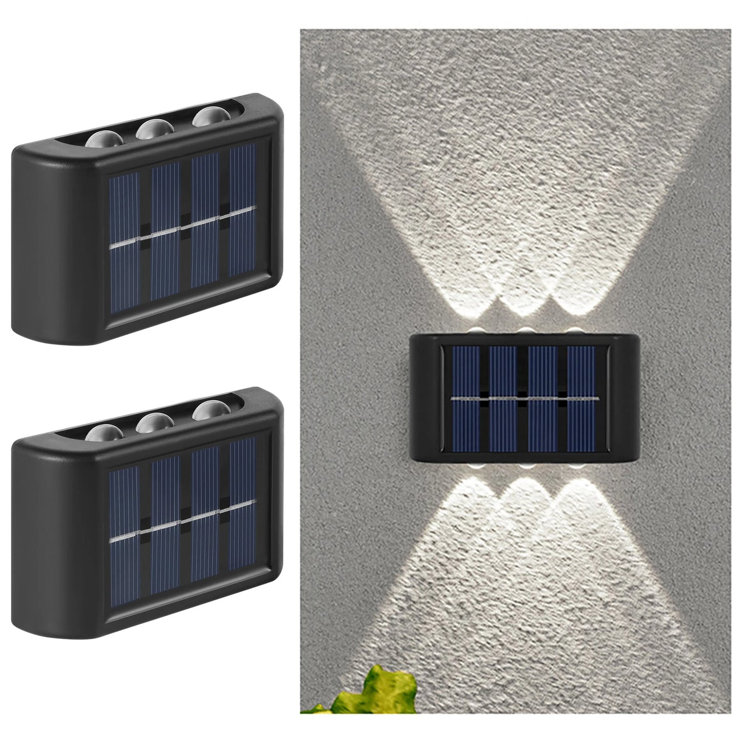 Solar LED Light, Outdoor Waterproof Wall Lamp, Dusk to Dawn Fence Lighting