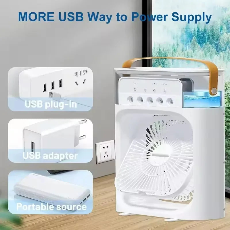Cooling fan 3-in-1 portable desktop humidifier USB mini air conditioner