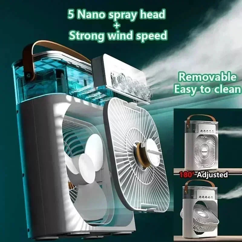 Cooling fan 3-in-1 portable desktop humidifier USB mini air conditioner