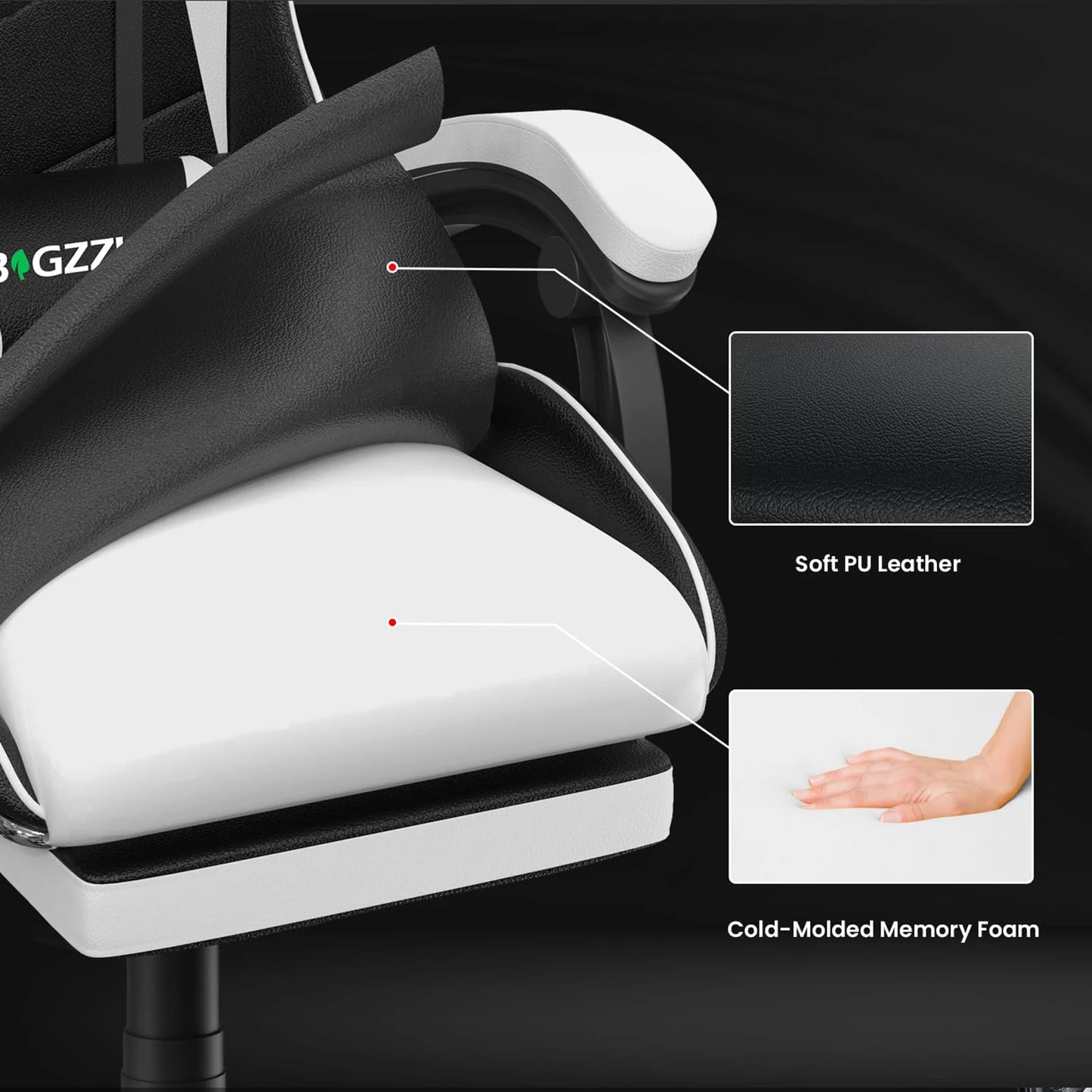 Gaming Chair Ergonomic with Lumbar Cushion Headrest and Footrest