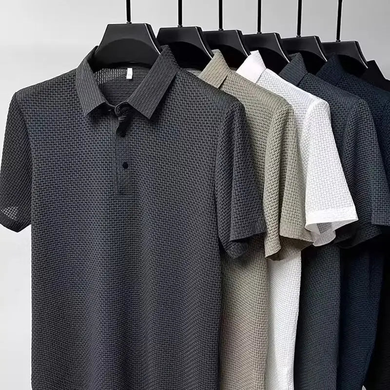 Men's Lop-up Hollow Short-sleeved Polo Tee Shirt