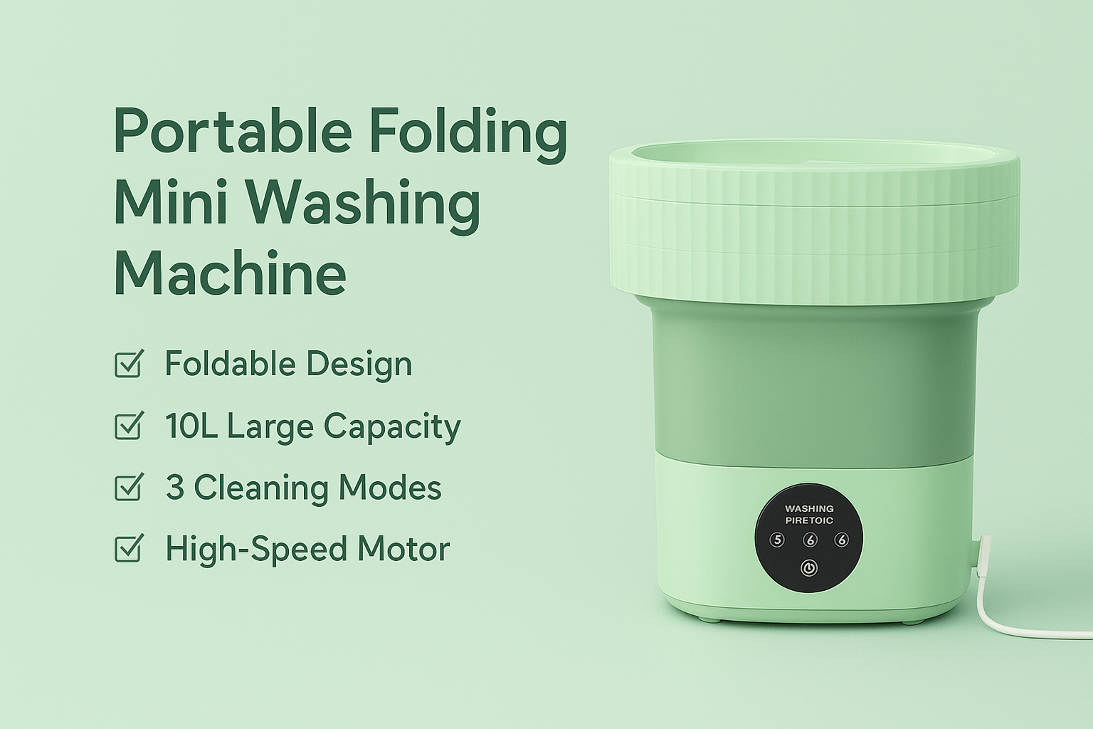 Portable Folding Mini Washing Machine – Automatic Washer for Underwear, Baby & Pet Clothes, Socks & Dorm Use