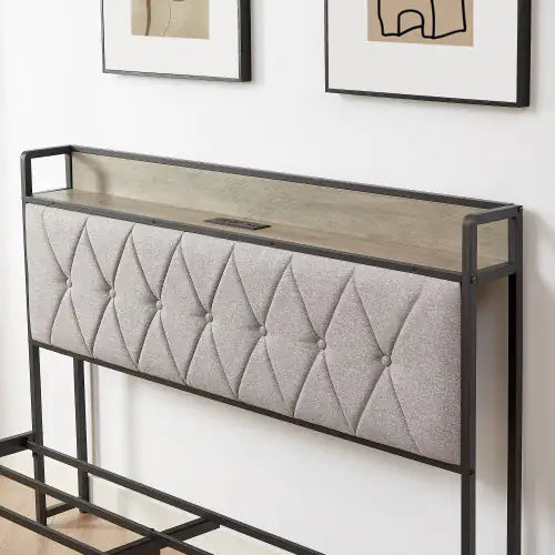 Full Size Charging Bed Frame in Grey